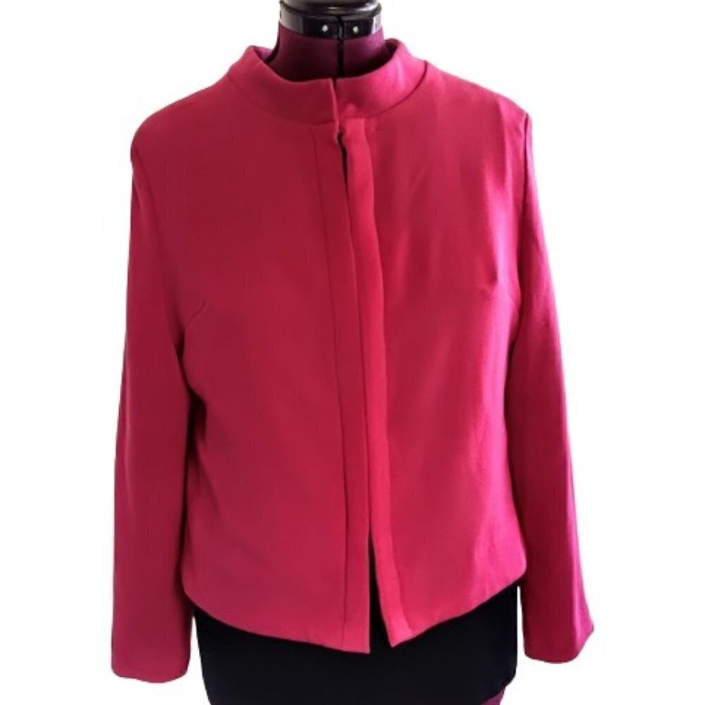 Handmade Magenta Pink Couture Peplum Waist Silk Wool Blazer
